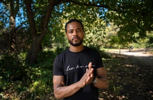 Patrice Evra enjoys the sun in Battersea.