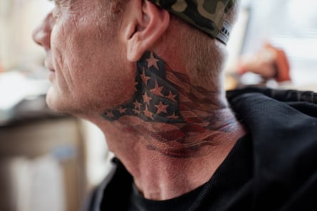 Randy Hubbard of Cottonwood sits for a portrait of his tattoo