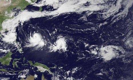 On 7 July 2015, satellite images showed the Pacific Ocean with two typhoons, one tropical storm, one formation alert and one large area of increased convection.
