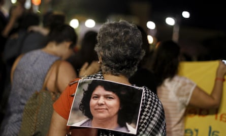 An activist carries a photo of Berta Cáceres during a protest to mark International Women’s Day in San Jose, Costa Rica on 8 March, 2016.