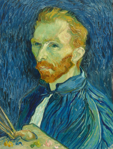 A Vincent van Gogh self-portrait from 1889 in blue and green tones