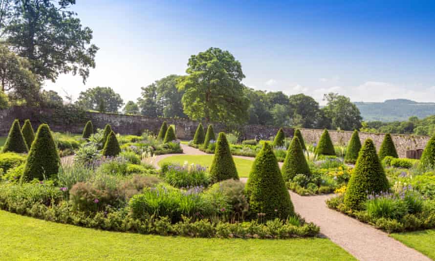 The colourful herbaceous borders in the Upper Walled Garden at Aberglasney House and Gardens,Llangathen, Carmarthenshire, Wales, UK
