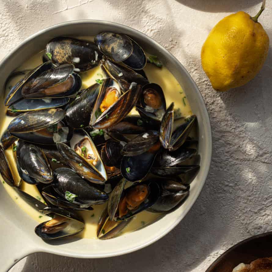 Mussels in a Creamy White Wine and Garlic Sauce The Seafood Shack: Food &amp; Tales from Ullapool Kirsty Scobie and Fenella Renwick