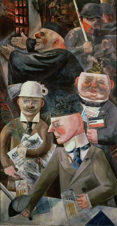 Stormtroopers and a potty helmet … The Pillars of Society, 1926, by George Grosz.