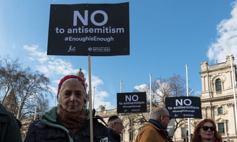 The protest outside parliament over antisemitism in Labour