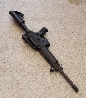 A rifle police said was used in the shooting.