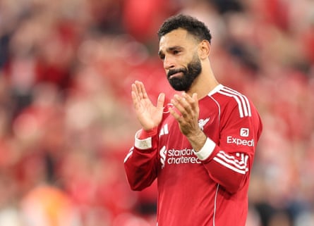 Mohamed Salah was in tears at the end as he stood watching the fans sing for Diogo Jota after Liverpool’s victory.