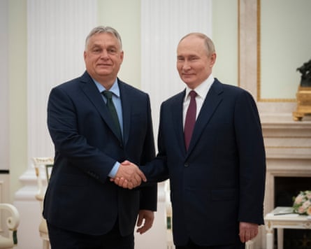 Viktor Orbán shaking Putin’s hand