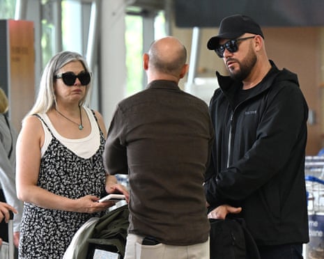 Angela and Todd James, parents of Canadian backpacker Piper James, arrive at Brisbane airport