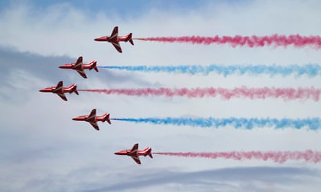 The Red Arrows performing over RAF Odiham in Hampshire last week