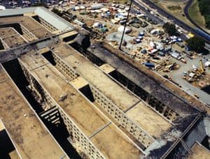 An aerial view of the damage