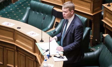 New Zealand’s Covid-19 responde minister Chris Hipkins during question time in parliament in Wellington.