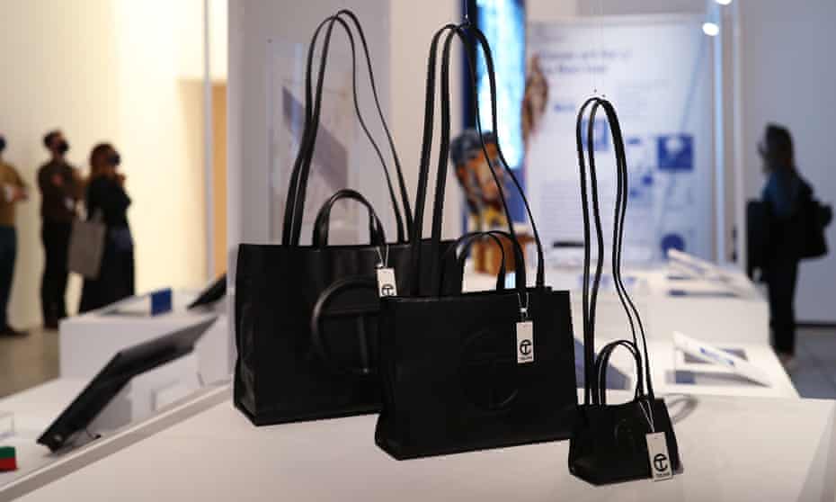 The vegan leather, non-gendered bags by Telfar. Guess has been accused of ripping off the design.