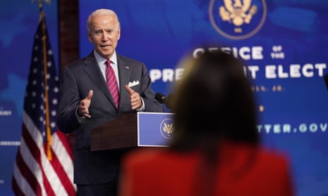 President-elect Joe Biden speaks at The Queen theater in Wilmington, Del.