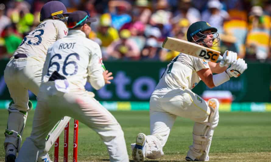 David Warner (right) at the bat during the first Test.