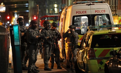 Police Attend Incident At London Bridge<br>LONDON, ENGLAND - JUNE 03: Counter-terrorism special forces are seen at London Bridge on June 3, 2017 in London, England. Police have responded to reports of a van hitting pedestrians on London Bridge in central London. (Photo by Dan Kitwood/Getty Images)