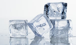 Ice cubes melting.