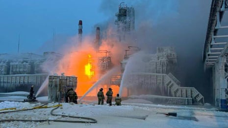 Fire breaks out at Russian gas terminal in Baltic Sea port – video 