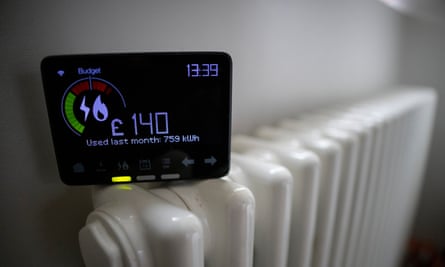 A smart energy meter with a radiator in a home in London