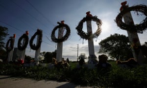 A memorial to the six victims.