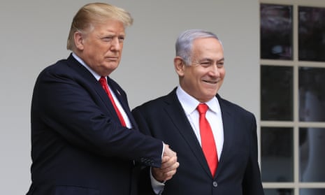 Donald Trump welcomes Benjamin Netanyahu to the White House in March.