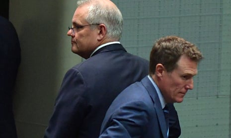 Scott Morrison and Christian Porter in parliament