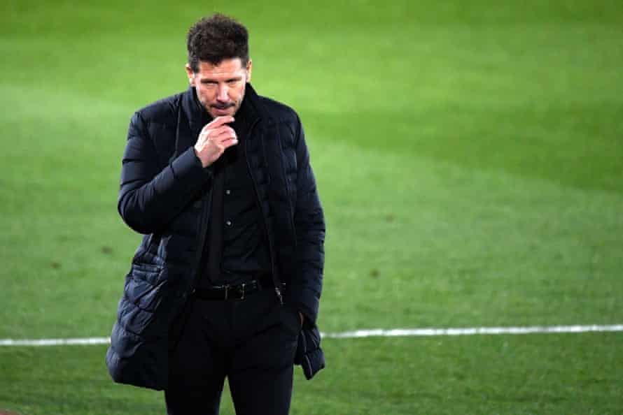 Diego Simeone watches his Atlético side slip to a rare defeat