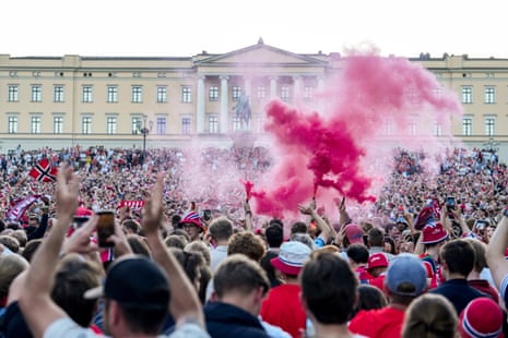 Fans celebrate in Oslo.