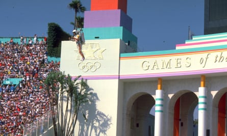 William Suitor at the opening ceremony of the 1984 Los Angeles Olympics.