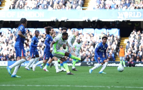 Marc Guehi of Manchester City scores his team's second goal.