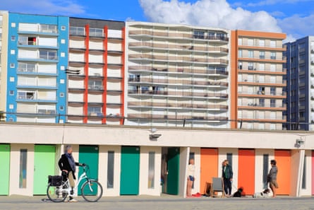 Beach huts in dog-friendly Le Touquet in France.