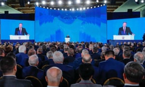 Russia’s President Vladimir Putin delivers his annual address to the Federal Assembly of the Russian Federation