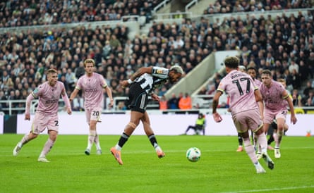 Joelinton scores their side’s third goal of the game during the Carabao Cup third round match at St James’ Park