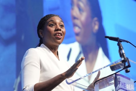 Kemi Badenoch speaking at the Police Federation conference at the Novotel London West, Hammersmith, this morning.