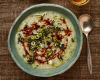 Ideal candidate for leftover rice: Meera Sodha's congee. A bowl of Meera Sodha's leftover rice congee.