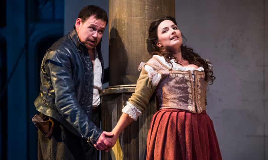 Shaun Dixon as Rodolfo) and Anna Patalong as Mimi in La Bohème.