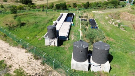 Water tanks and filtration beds.