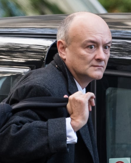 Dominic Cummings arriving in a taxi last Tuesday to give evidence.