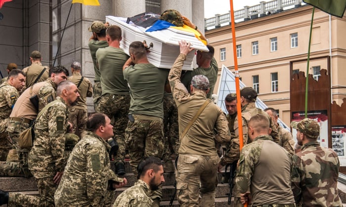 The funeral ceremony for Ukrainian servicemen Andrii Zhovanyk and Yurii Kovalenko in Kyiv.