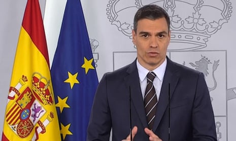 A video grab from Pedro Sánchez’s announcement on Saturday