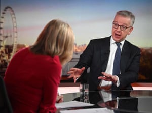 Levelling Up, Housing and Communities Secretary Michael Gove appearing on the BBC1 current affairs programme with Sophie Raworth.