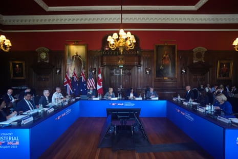 Shabana Mahmood chairing a meeting of ministers from the Five Eyes security alliance at the Honourable Artillery Company, Armoury House, in the City of London.