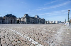 The Royale Palace square stands empty in Brussels