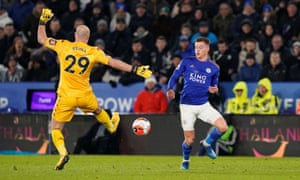 Harvey Barnes evades a charging Pepe Reina to open the scoring