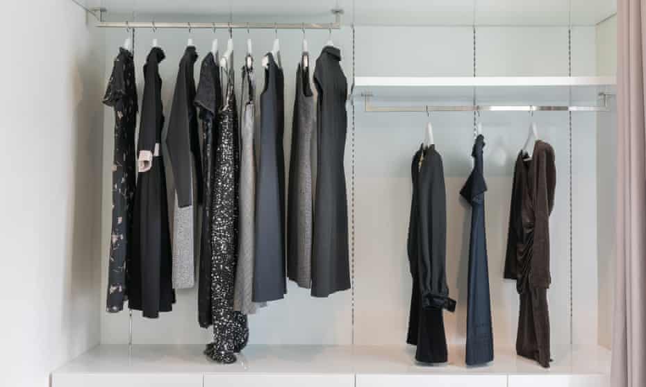 A wardrobe full of black dresses