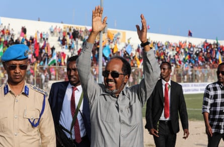 Mohamud at an anti-al-Shabaab rally on 12 January. 