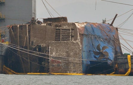 The propeller of the sunken Sewol ferry is visible