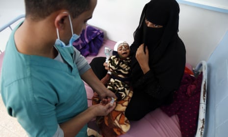 An infant suffering from malnutrition is treated in a hospital in the Yemeni capital, Sana’a, on 5 January.