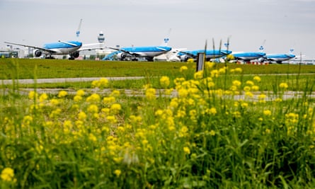 Grounded planes at Schiphol airport, the Netherlands.