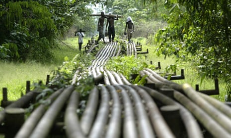 Shell oil pipelines in Utorogun, Nigeria.